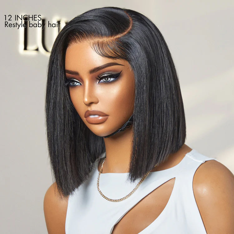 AiryFit Scalp Care Wigs | Silky Blunt Cut Bob Snugfit Glueless Minimalist HD Lace Short Wig Pre-Cut Lace  - US Only