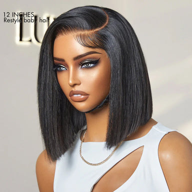 AiryFit Scalp Care Wigs | Silky Blunt Cut Bob Snugfit Glueless Minimalist HD Lace Short Wig Pre-Cut Lace  - US Only