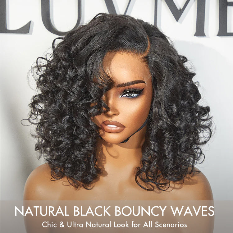Melted Hair Natural Black Curly Wig Glueless Pre-Cut Lace Wig