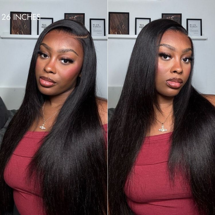 New Customers Only | Halo Hair Style All-Day Comfort Wig Layered Light Yaki Straight Glueless 7x6 Closure HD Lace Human Hair Wig Pre-Cut Lace