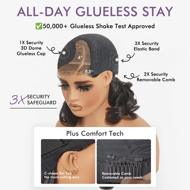 Halo Hair Style All-Day Comfort Wig 200% Density Brown Highlight Loose Body Wave Glueless Minimalist HD Lace Wig Pre-Cut Lace