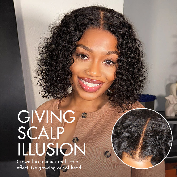 New Customers Only | Brown Highlight / Natural Black / Blonde Highlight Deep Curly Glueless 5x5 Closure Pre-Cut Lace Wig
