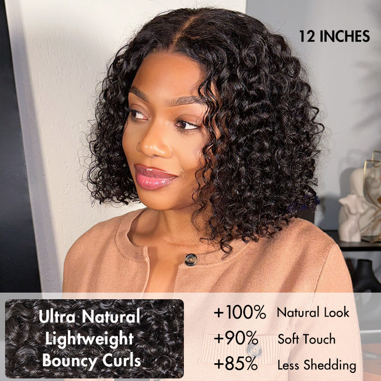 New Customers Only | Brown Highlight / Natural Black / Blonde Highlight Deep Curly Glueless 5x5 Closure Pre-Cut Lace Wig
