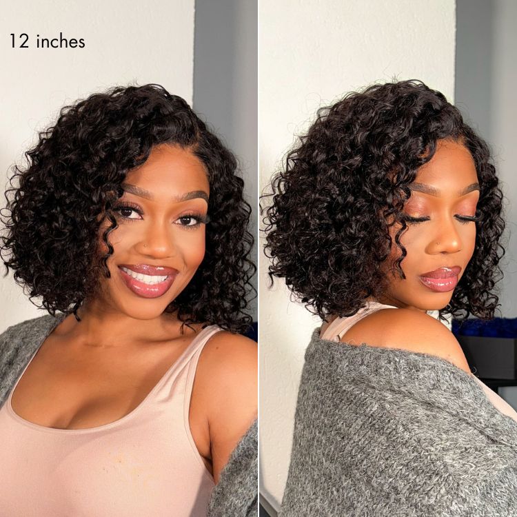 Halo Hair Style All-Day Comfort Wig Deep Wave Glueless Minimalist HD Lace Human Hair Curly Wig Pre-Cut Lace