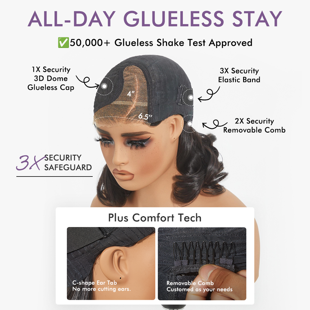 Halo Hair Style All-Day Comfort Wig Brown Highlight Deep Wave Glueless Minimalist HD Lace Curly Wig Pre-Cut Lace