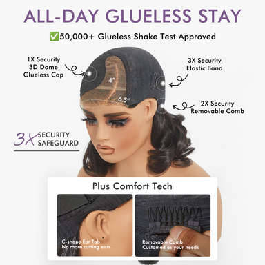 Halo Hair Style All-Day Comfort Wig Brown Highlight Deep Wave Glueless Minimalist HD Lace Curly Wig Pre-Cut Lace