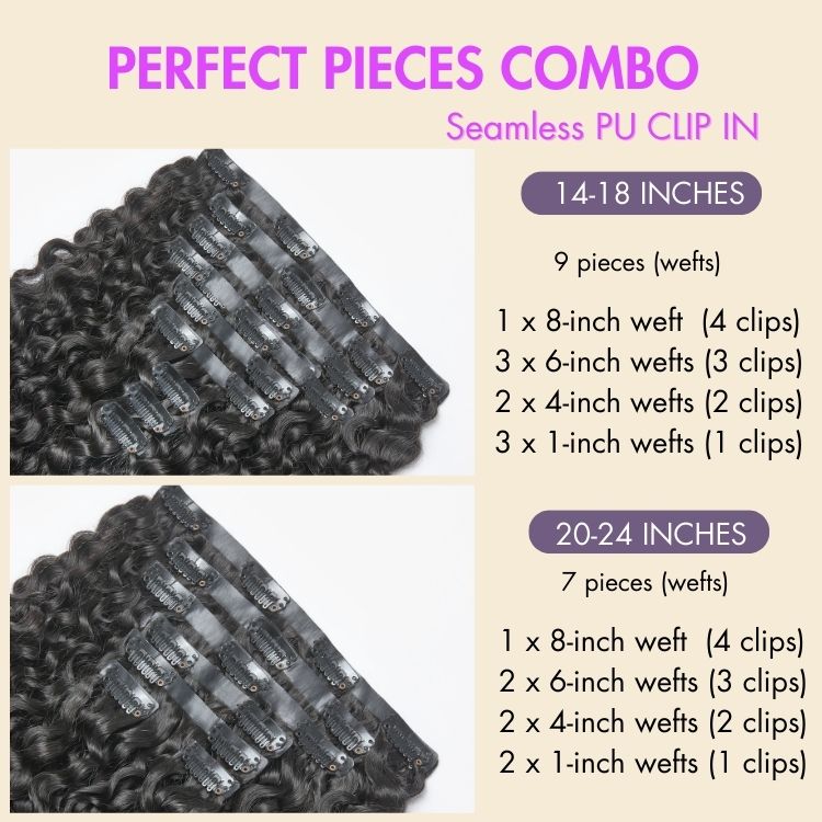 New Customers Only | Messy Burmese Curly Seamless Clip in Extensions Human Hair with Free Gift