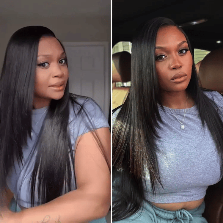 Melted Hair 180% Red/Purple Yaki Straight Wig Glueless 7x6 Closure Pre-Cut Lace Wig