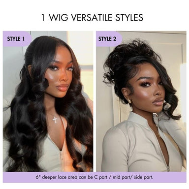 Halo Hair Style All-Day Comfort Wig PartingMax Glueless 7x6 Closure HD Lace Loose Body Wave Long Wig Pre-Cut Lace