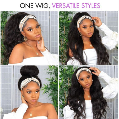 Halo Hair Style Too Easy Texture Wig 180% Density Kinky Straight Flexi-Fit Drawstring Glueless Headband Wig (Get Free Trendy Headbands)