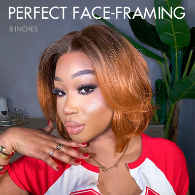 New Customers Only | 1 SEC INSTALL WIG | Elegant Boss Vibe Short Pixie Cut Natural Black / Ombre Brown Glueless Minimalist HD Lace Wig Pre Cut Lace