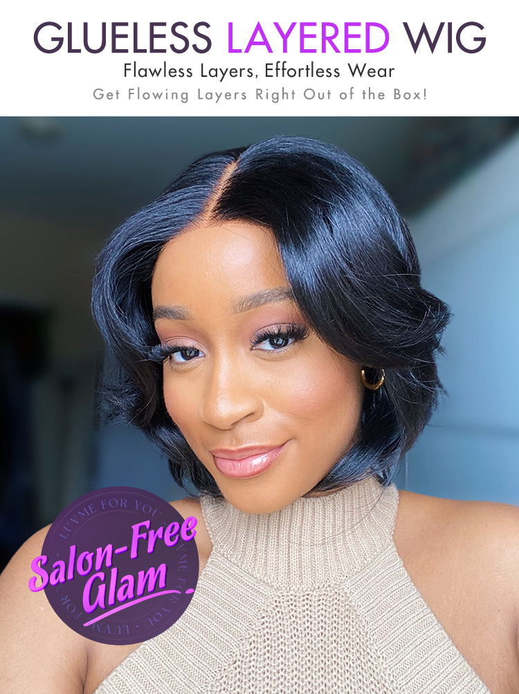 1 SEC INSTALL WIG | Elegant Boss Vibe Short Pixie Cut Natural Black / Ombre Brown Glueless Minimalist HD Lace Wig Pre Cut Lace-14