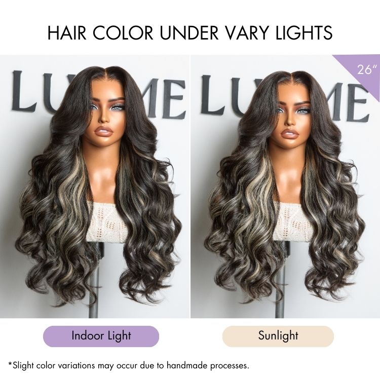 Halo Hair Style All-Day Comfort Wig 180% Density Platinum Blonde Highlight Loose Body Wave Glueless 7x6 Closure HD Lace Wig Pre-Cut Lace