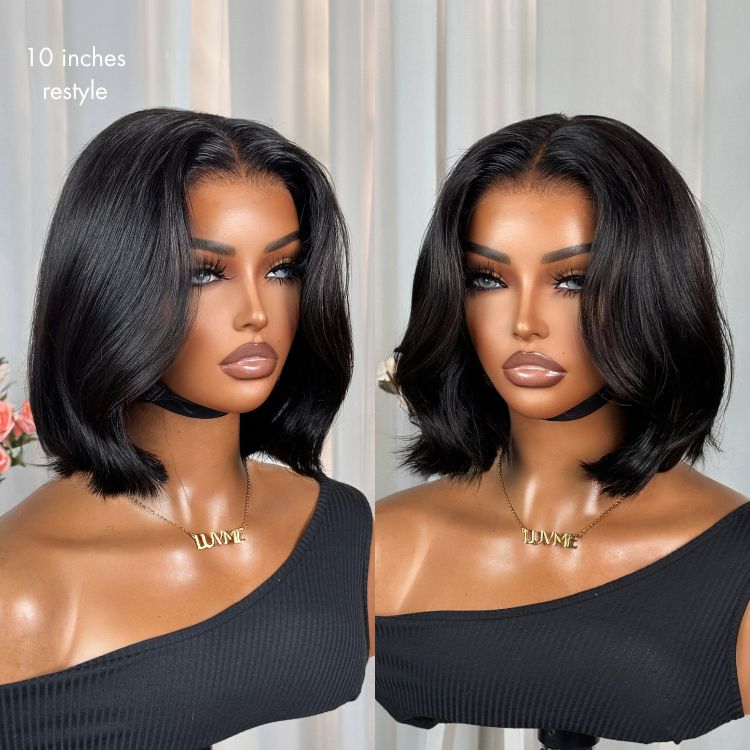 Halo Hair Style All-Day Comfort Wig Silky Blunt Cut Bob Glueless 7x6 Closure HD Lace Wig Pre-Cut Lace