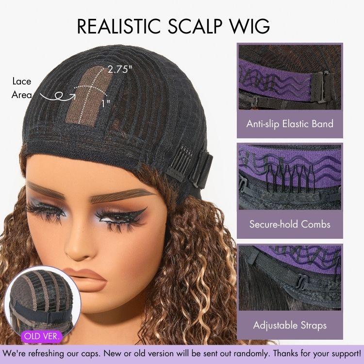 New Customers Only | Ash Blonde Highlights Yaki Blunt Cut Bob Wig with Bangs Glueless Minimalist Lace Short Wig Breathable Cap