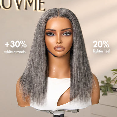 Melted Hair 180% Grey Straight Wig Glueless Minimalist Lace Pre-Cut Lace Wig