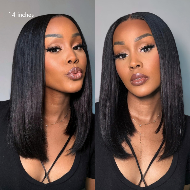 US Only - Halo Hair Style All-Day Comfort Wig 200% Density Bone Straight Glueless 7x6 Closure HD Lace Human Hair Wig Pre-Cut Lace