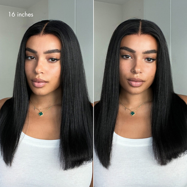 US Only - Halo Hair Style All-Day Comfort Wig 200% Density Bone Straight Glueless 7x6 Closure HD Lace Human Hair Wig Pre-Cut Lace