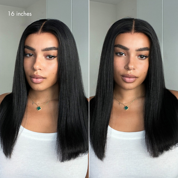 US Only - Halo Hair Style All-Day Comfort Wig 200% Density Bone Straight Glueless 7x6 Closure HD Lace Human Hair Wig Pre-Cut Lace