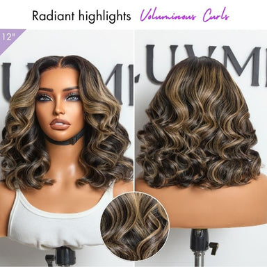 Halo Hair Style All-Day Comfort Wig Blonde Highlight Loose Wave Glueless Minimalist HD Lace T Part Wig Pre-Cut Lace