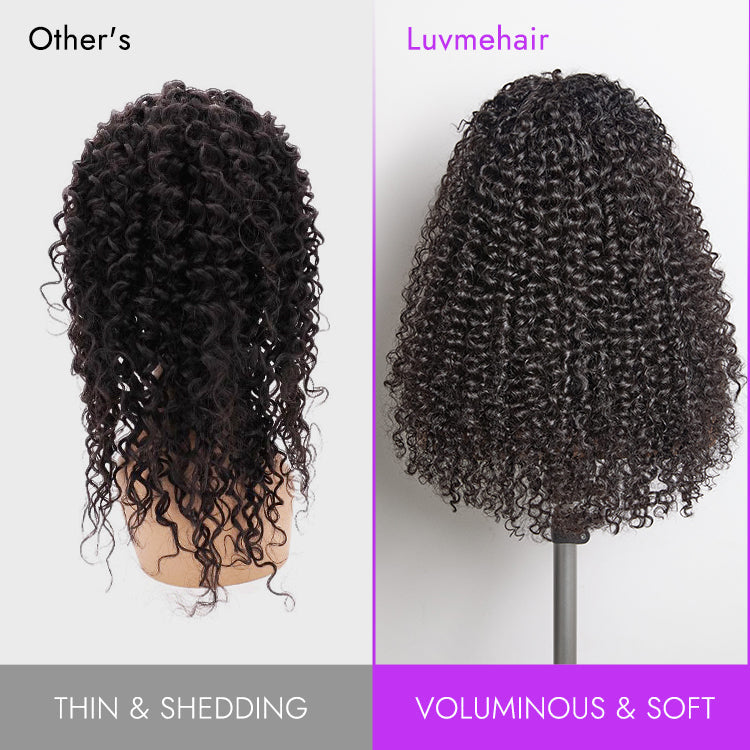 Halo Hair Style Too Easy Texture 180% Density Messy Burmese Curly Half Wig Glueless Flexi-Fit Drawstring Wig Beginner Friendly - US Only