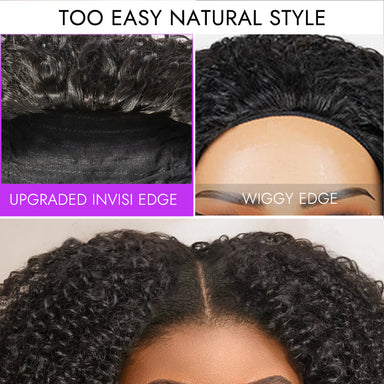 Halo Hair Style Too Easy Texture 180% Density Messy Burmese Curly Half Wig Glueless Flexi-Fit Drawstring Wig Beginner Friendly - US Only