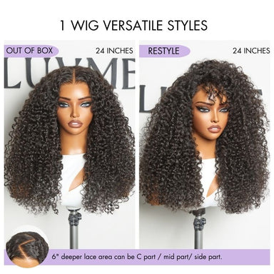 Halo Hair Style All-Day Comfort Wig 180% Density Voluminous & Bouncy Messy Burmese Curly Glueless 7x6 Closure HD Lace Human Hair Wig Pre-Cut Lace