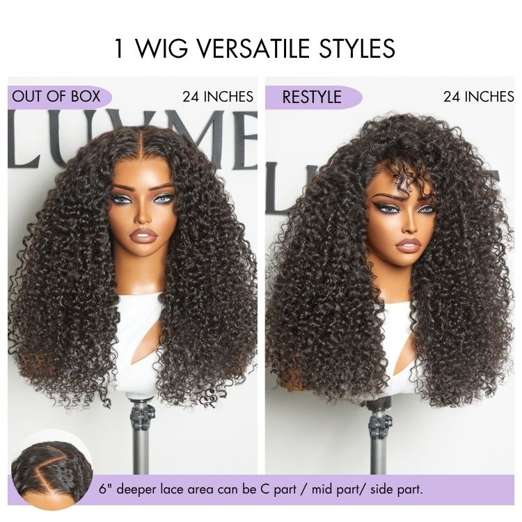 Halo Hair Style All-Day Comfort Wig 180% Density Voluminous & Bouncy Messy Burmese Curly Glueless 7x6 Closure HD Lace Human Hair Wig Pre-Cut Lace