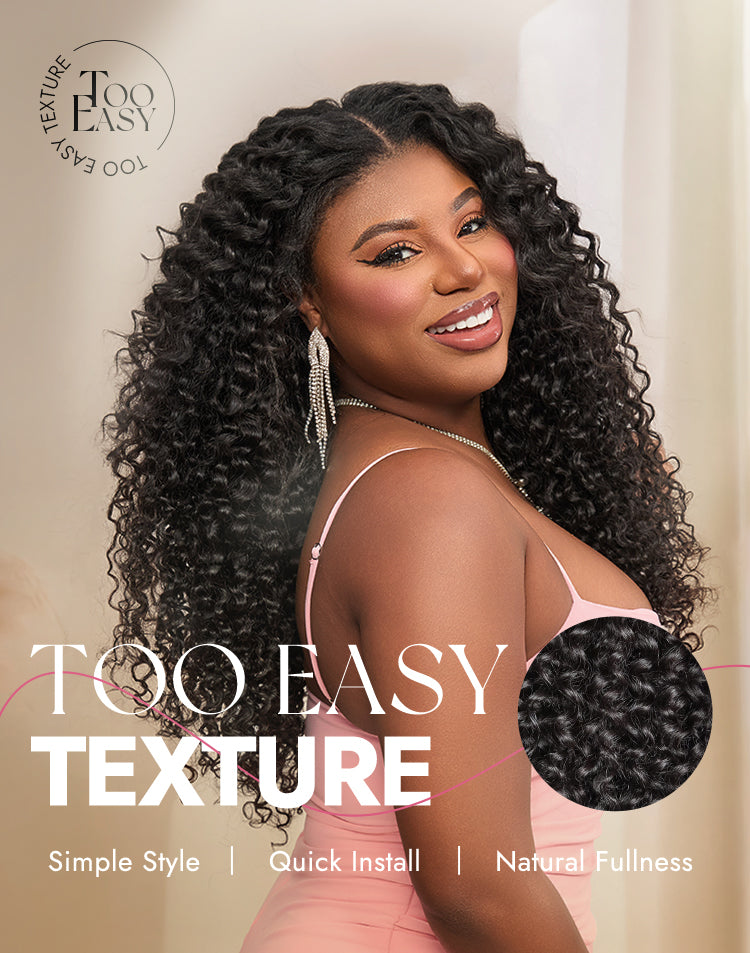 Melted Hair Too Easy Texture 3-In-1 Half Wig 180% Density Water Wave Glueless Flexi-Fit Drawstring Wig-09
