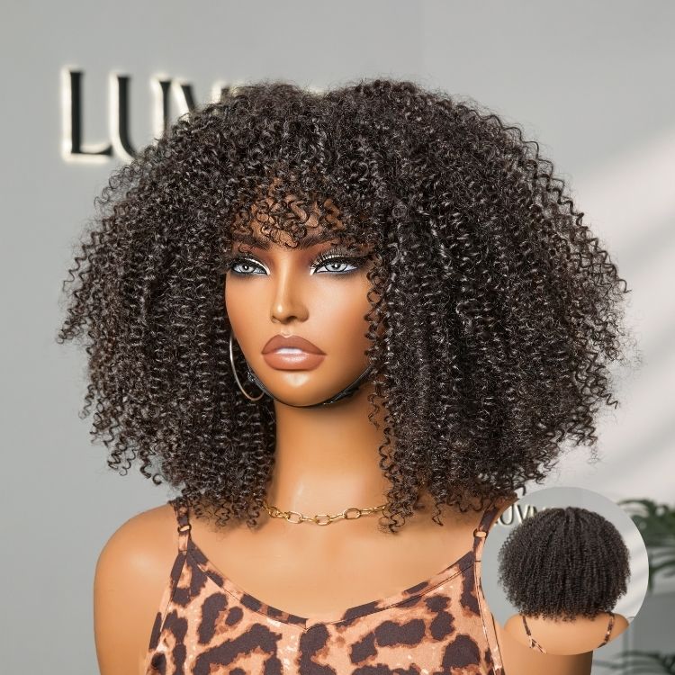 Melted Hair Natural Black Jerry Curl Wig Glueless Minimalist Lace Wig