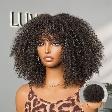 Melted Hair Natural Black Jerry Curl Wig Glueless Minimalist Lace Wig