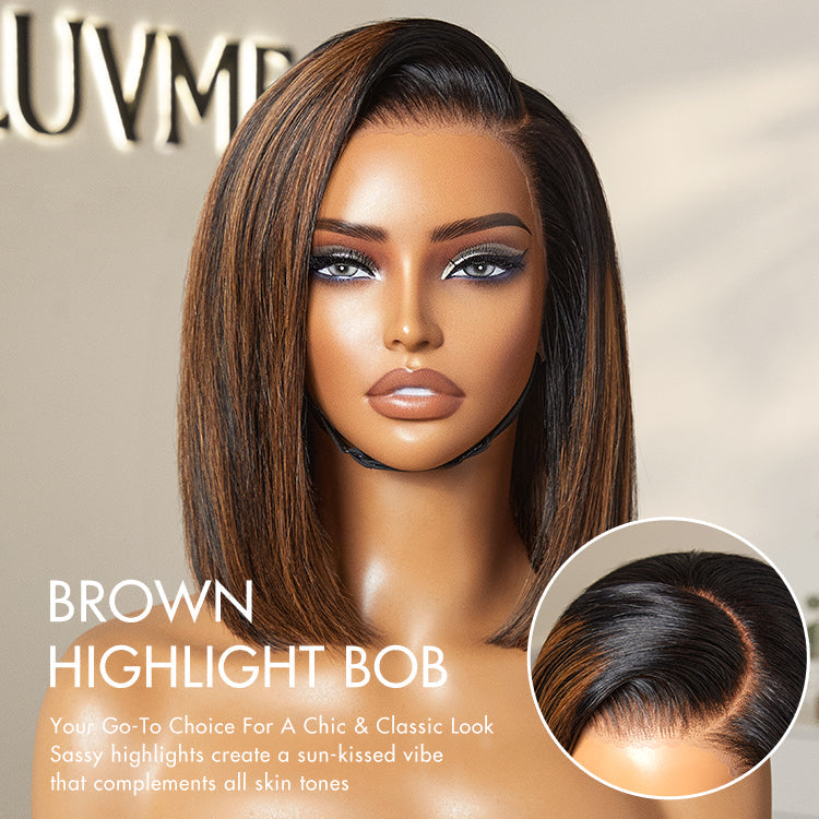 Melted Hair 150% Natural Black Wavy / Curly Bob Wig Glueless 13x4 Frontal Pre-Cut Lace Wig
