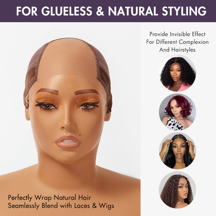 Upgraded Natural Max 1pc Wig Cap 2.0 – Non-Slip Wig Gripper with Grip Band & Transparent Lace for Lace Front Wigs | Add-on Item