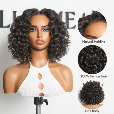Lightweight & Voluminous Beach Wave Glueless 13x4 Lace Front Short Wig for Summer Pre-Cut Lace