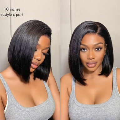 Halo Hair Style All-Day Comfort Wig Silky Blunt Cut Bob Glueless 7x6 Closure HD Lace Wig Pre-Cut Lace