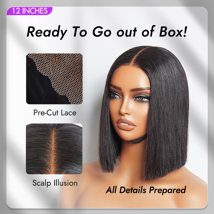 Halo Hair Style Hair 180% Density Beginner Friendly Glueless Silky Blunt Cut 4x4 Closure Bob Wig 100% Human Hair | Upgraded 2.0 - US Only