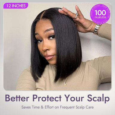 Halo Hair Style Hair 180% Density Beginner Friendly Glueless Silky Blunt Cut 4x4 Closure Bob Wig 100% Human Hair | Upgraded 2.0 - US Only