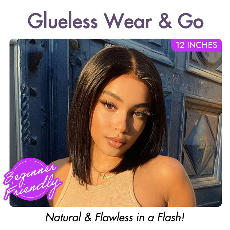 Halo Hair Style Hair 180% Density Beginner Friendly Glueless Silky Blunt Cut 4x4 Closure Bob Wig 100% Human Hair | Upgraded 2.0 - US Only