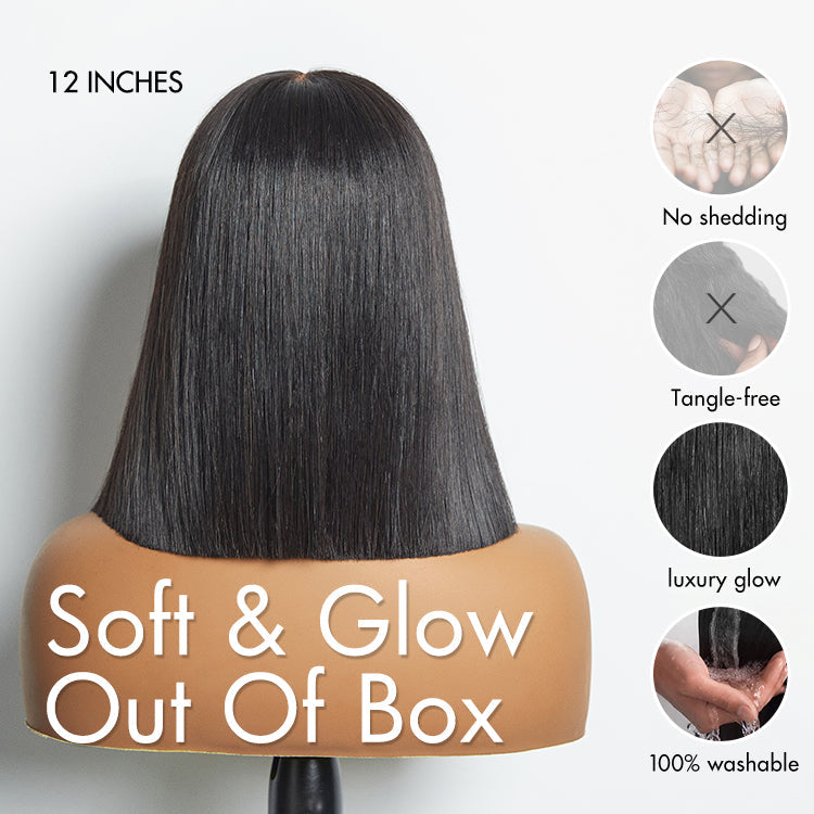 Halo Hair Style Hair 180% Density Beginner Friendly Glueless Silky Blunt Cut 4x4 Closure Bob Wig 100% Human Hair | Upgraded 2.0 - US Only