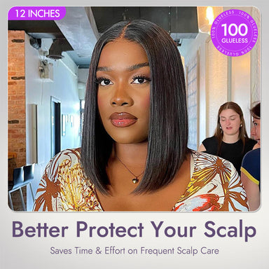 Glueless 4x4 Closure Undetectable HD Lace Bob Wig 100% Human Hair | Pre-bleached Knots - US Only