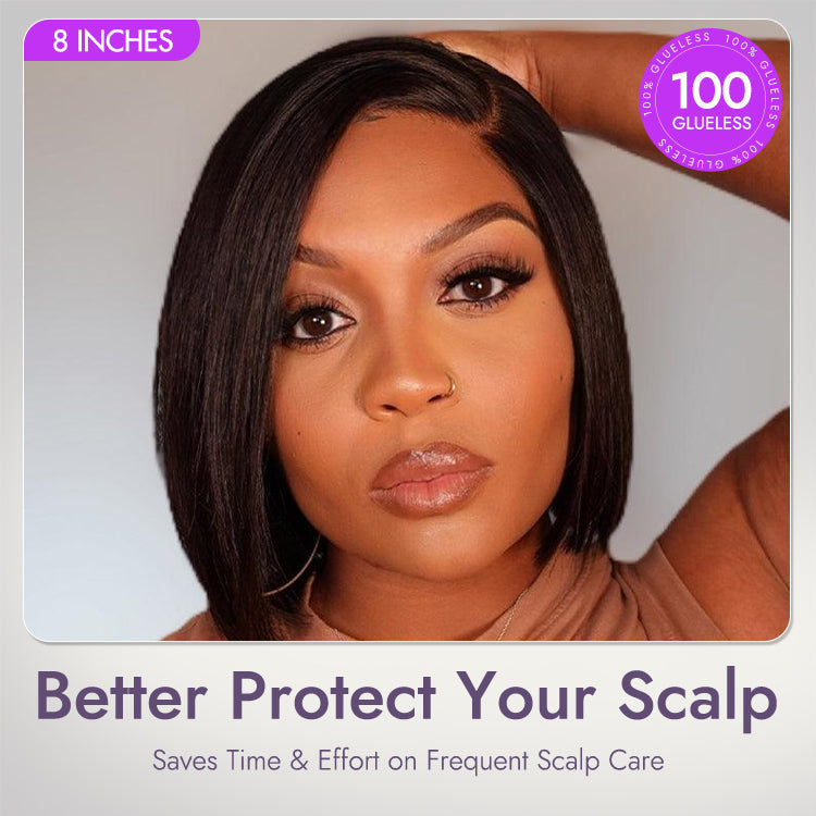 Put On & Go Blunt Cut Straight Bob Minimalist HD Lace Glueless C Part Wig - US Only