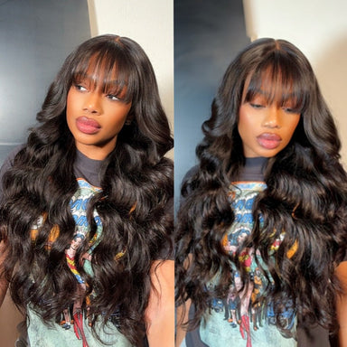 Weekly Special | Halo Hair Style All-Day Comfort Wig Loose Body Wave Glueless 7x6 Closure HD Lace Human Hair Wig with Bangs Pre-Cut Lace