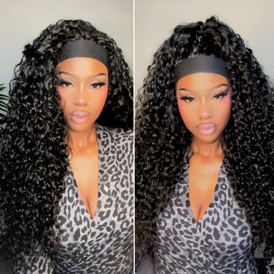 Halo Hair Style Too Easy Texture Wig 180% Density Water Wave Glueless Headband Wig Flexi-Fit Drawstring (Get Free Trendy Headbands)