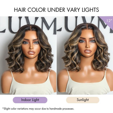 Halo Hair Style All-Day Comfort Wig Blonde Highlight Loose Wave Glueless Minimalist HD Lace T Part Wig Pre-Cut Lace