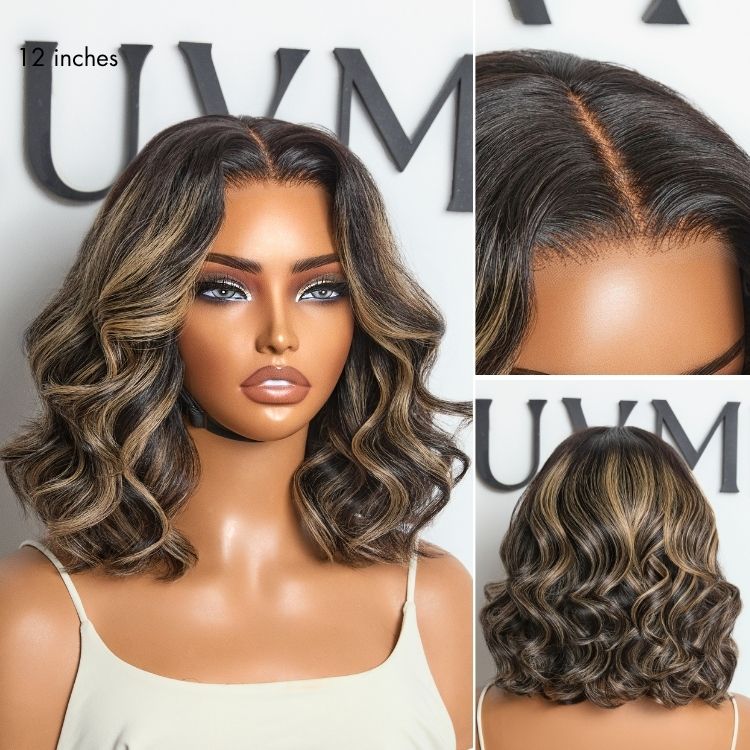 Halo Hair Style All-Day Comfort Wig Blonde Highlight Loose Wave Glueless Minimalist HD Lace T Part Wig Pre-Cut Lace