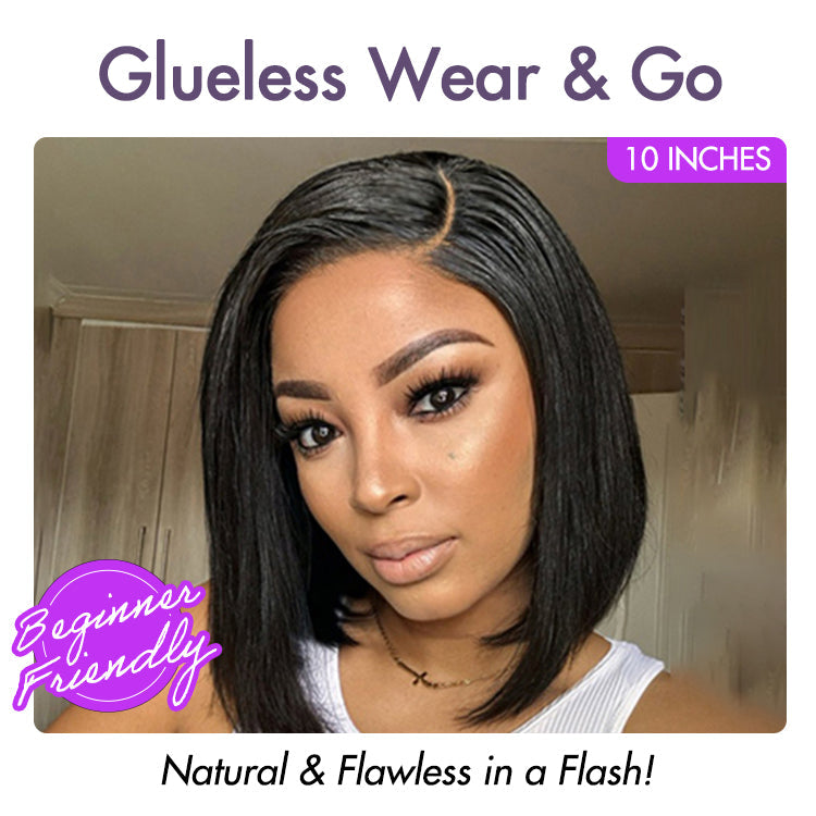 Put On & Go Blunt Cut Straight Bob Minimalist HD Lace Glueless C Part Wig - US Only