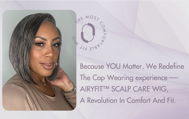 AiryFit™ Scalp Care Wigs -Salt and Pepper Glueless Minimalist HD Lace Bob Wig Pre-Cut Lace - US Only-07