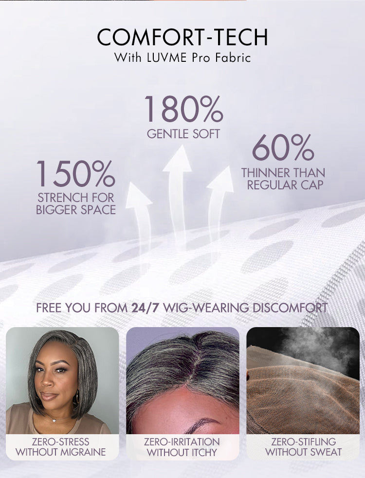 AiryFit™ Scalp Care Wigs -Salt and Pepper Glueless Minimalist HD Lace Bob Wig Pre-Cut Lace - US Only-08