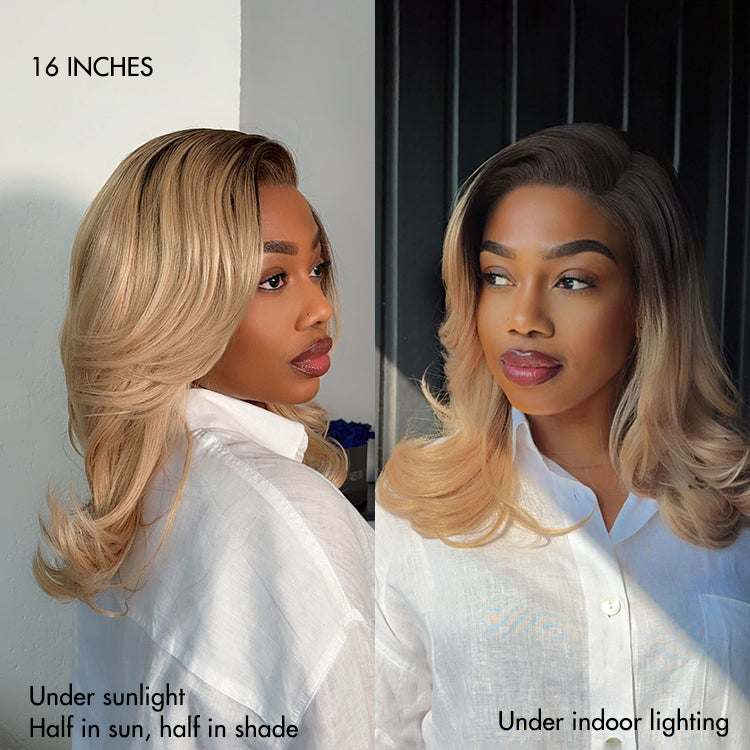 Halo Hair Style Hair-Effortlessly Chic Butterfly Cut Layered Wavy Glueless HD Minimalist Lace Short Wig