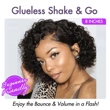 New Customers Only | Trendy Short Cut Curly Minimalist HD Lace Glueless Side Part Wig 100% Human Hair Pre-Cut Lace